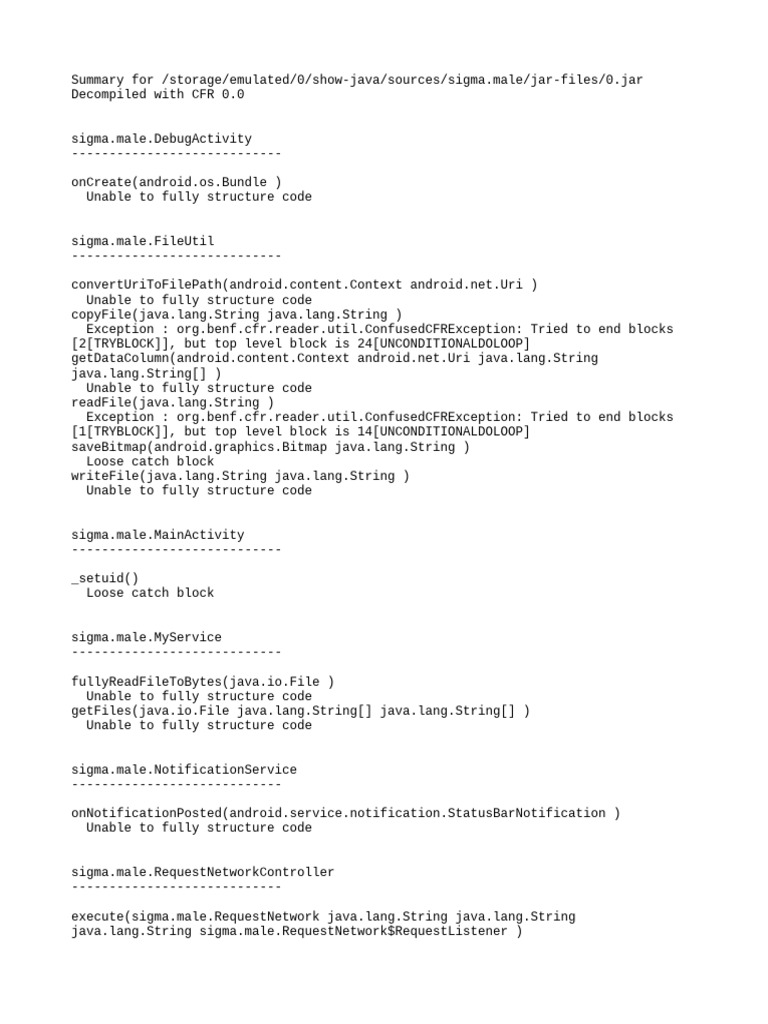 Decompiled Java Code Analysis Summary | PDF