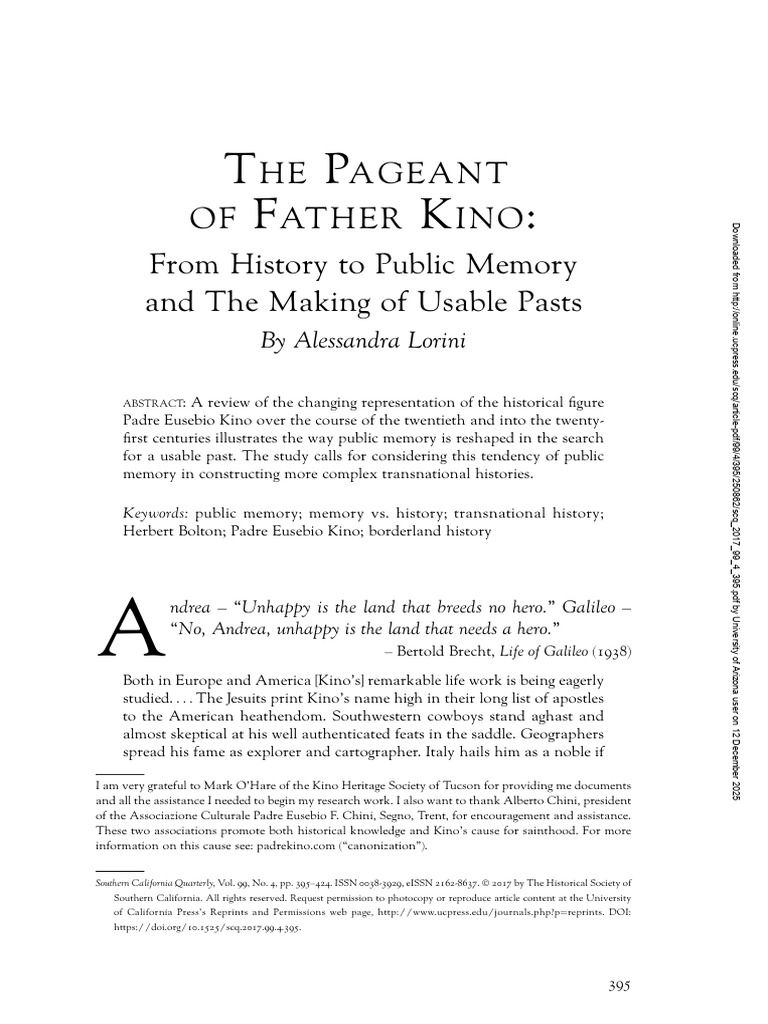 LORINI Pageant of Father Kino | PDF