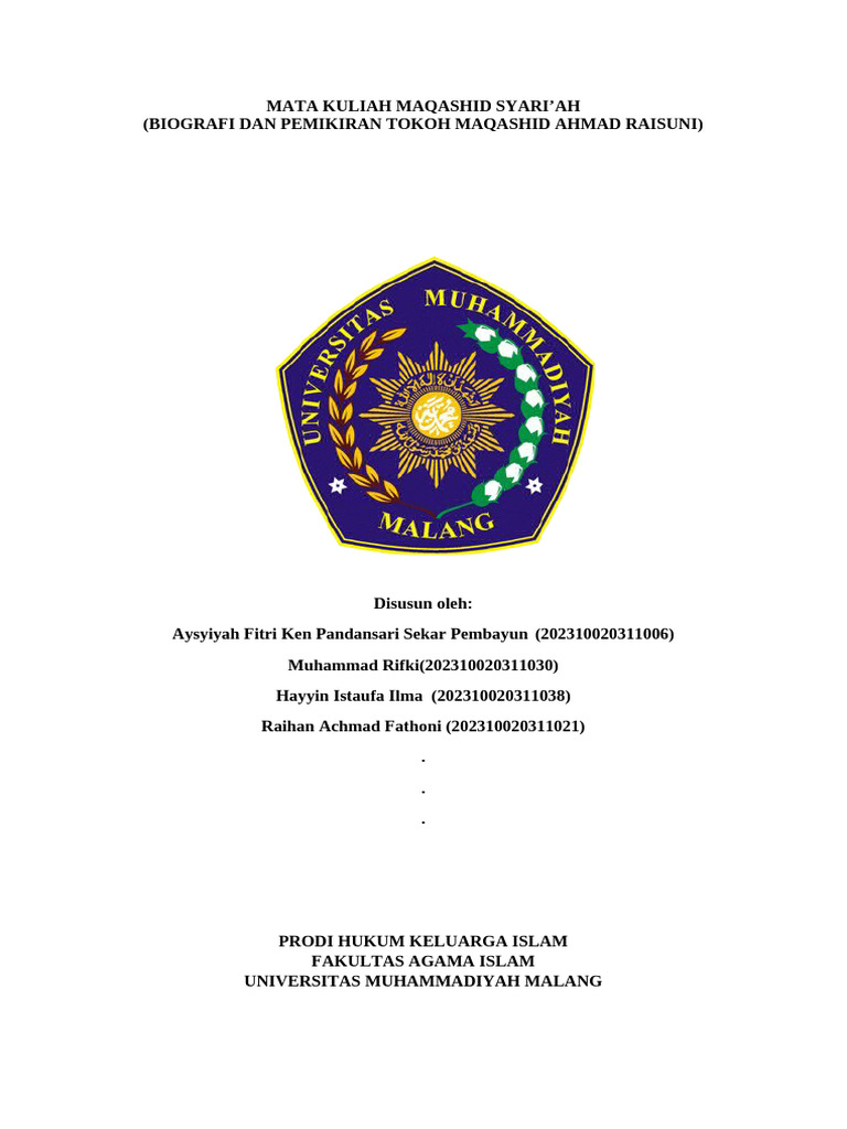 Biografi Ahmad ar-Raisuni dan Maqashid | PDF