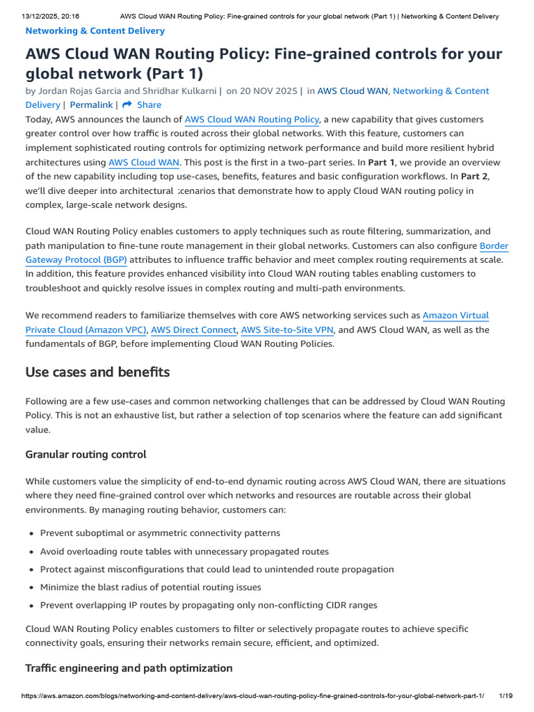 AWS Cloud WAN Routing Policy Overview | PDF | Routing | Computer Network