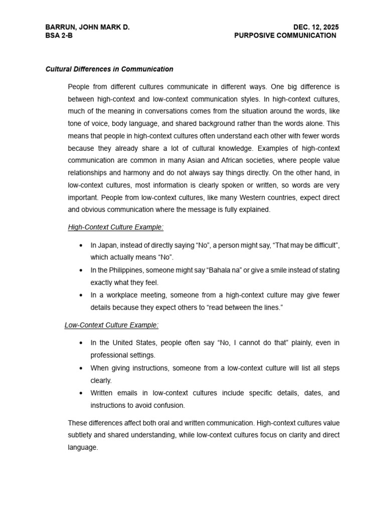 Cultural Communication Styles Explained | PDF | Communication | Cognition