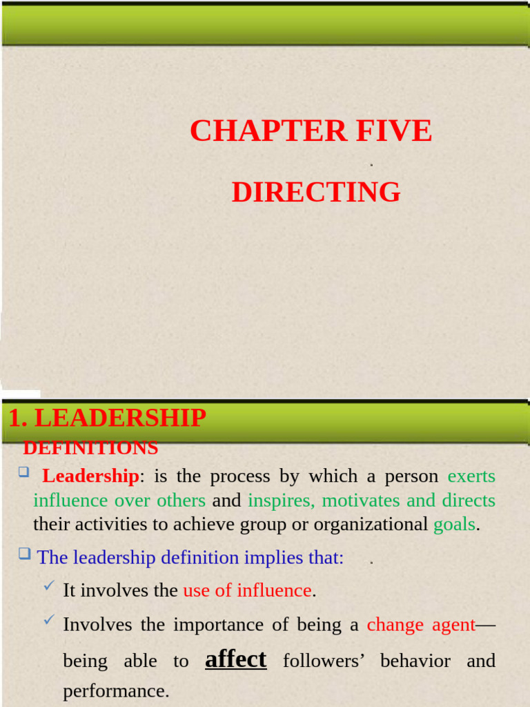 Chapter Five (1) | PDF | Leadership | Motivational