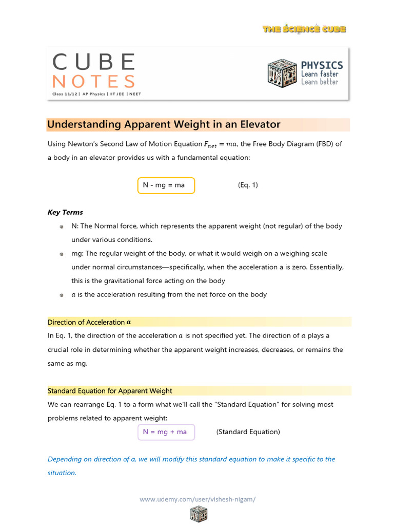 6.+Cube+Notes+ (Newton's+Laws+of+Motion) Apparent+Weight+in+an+Elevator ...