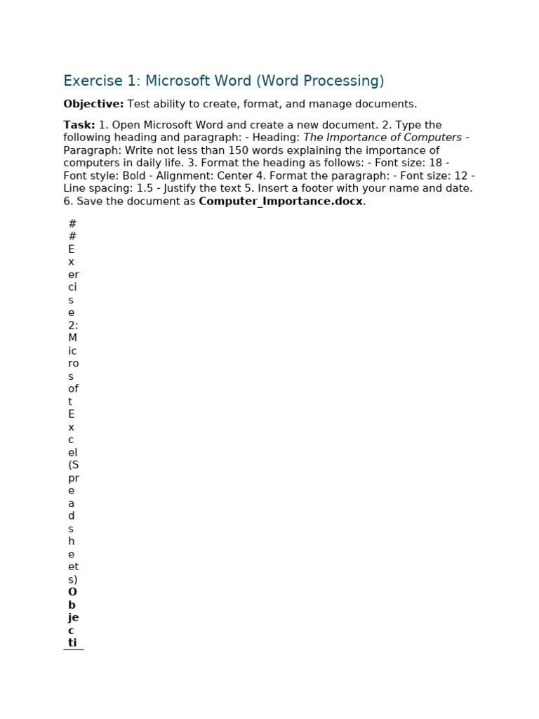 Microsoft Office Practical Exercises | PDF