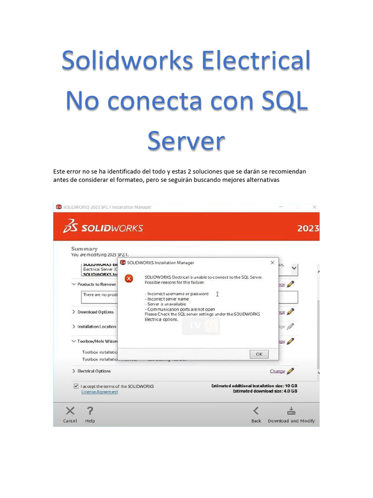 Soluciones para error SQL en Solidworks | PDF