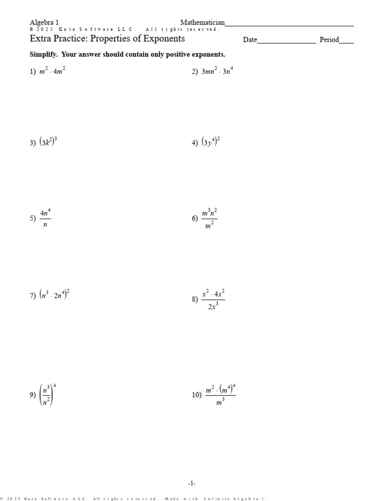 Extra Practice Properties of Exponents EXTRA PRACTICE PDF | PDF