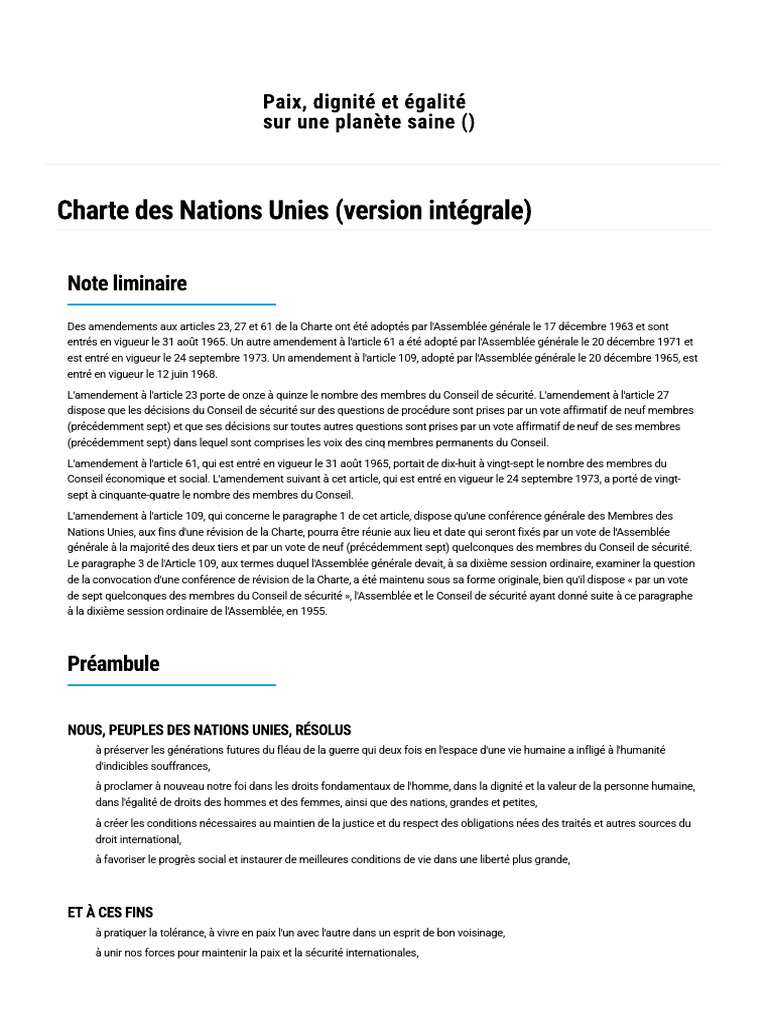 Amendements à la Charte des Nations Unies | PDF | Conseil de sécurité ...