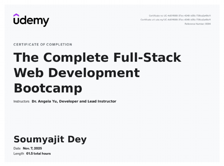 Full Stack Web Development Certificate | PDF