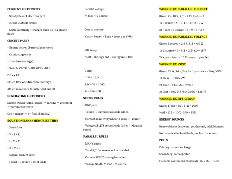 Understanding Current Electricity Basics | PDF | Electricity | Series ...