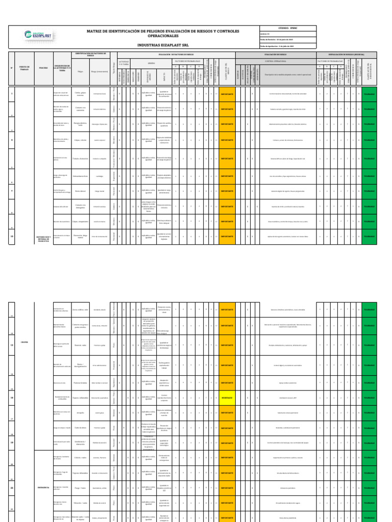Matriz de Riesgos y Controles Laborales | PDF