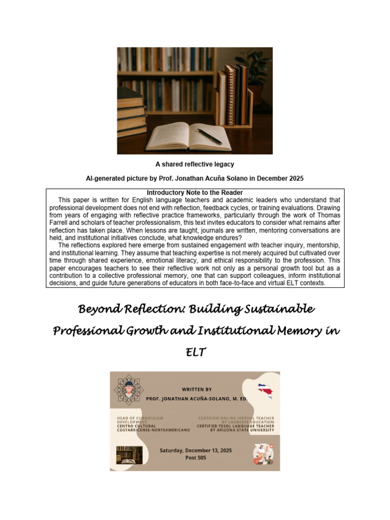Sustainable Growth in ELT Reflection | PDF | Reflective Practice | Teachers