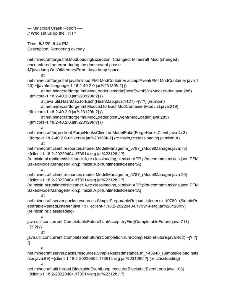 Minecraft Mod Loading Error Report | PDF | Central Processing Unit ...