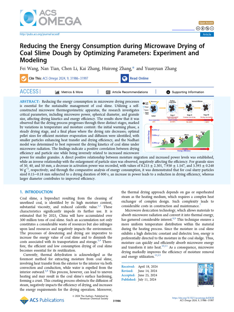 Optimize Microwave Drying of Coal Slime | PDF | Coal | Heat Transfer