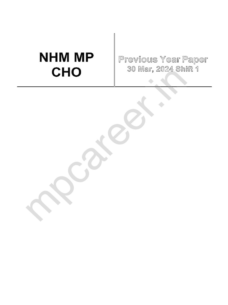 NHM MP CHO Official Paper Held on 30 Mar 2024 Shift 1 | PDF