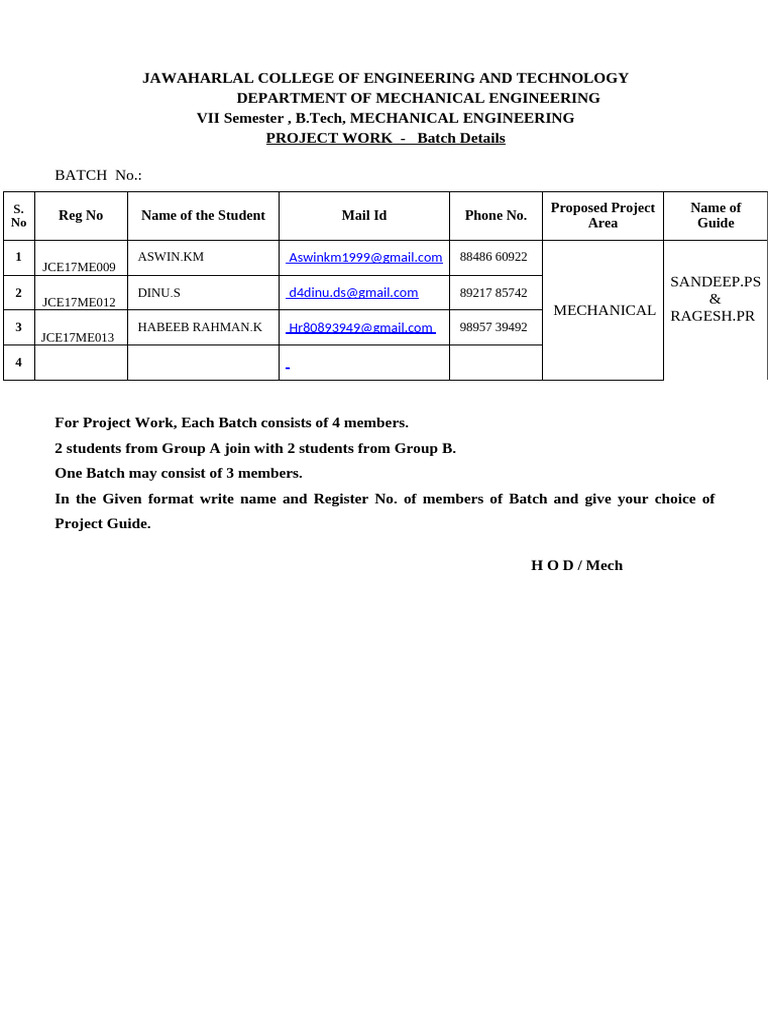 Project Batch Aswin k m | PDF