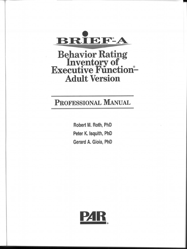 Manual BRIEF A Behavior Rating Inventory of Executive Function | PDF