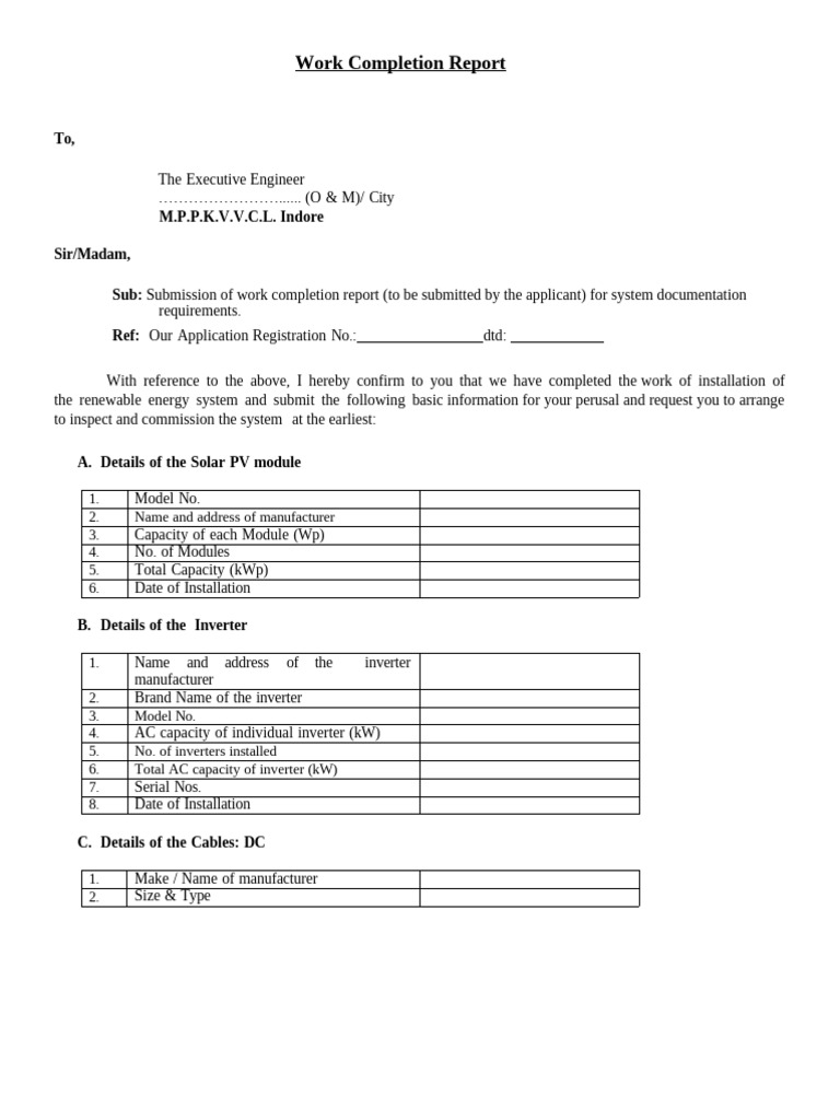Renewable Energy System Completion Report | PDF | Energy Technology ...