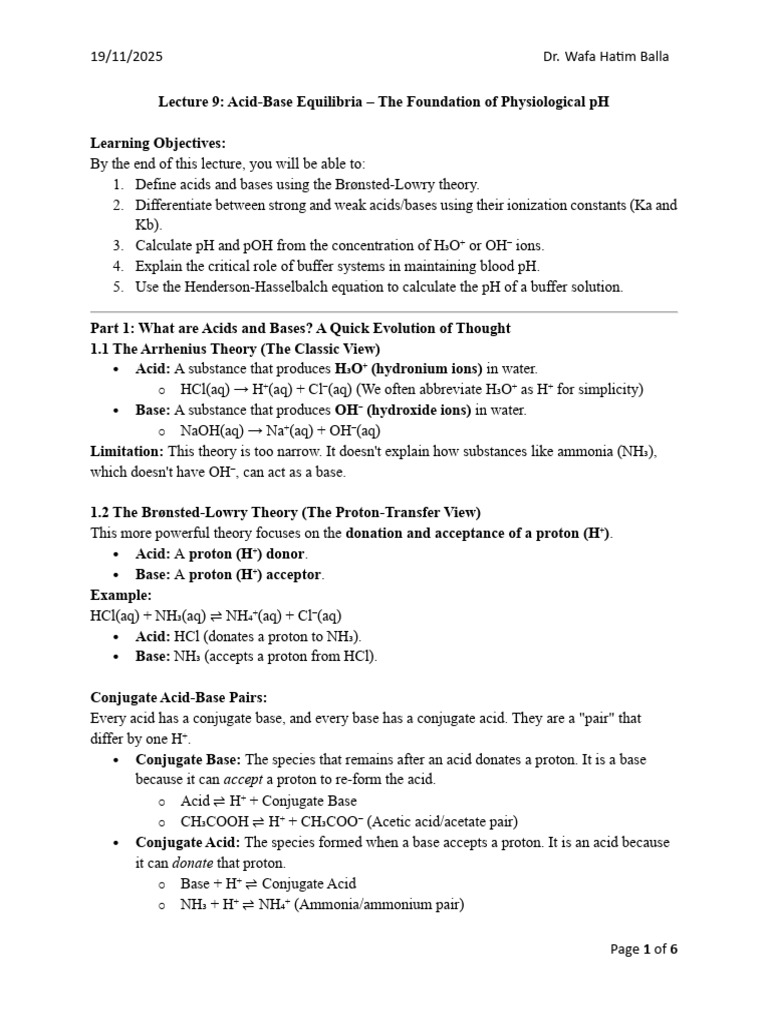Acid-Base Equilibria and pH Control | PDF | Acid | Acid Dissociation ...