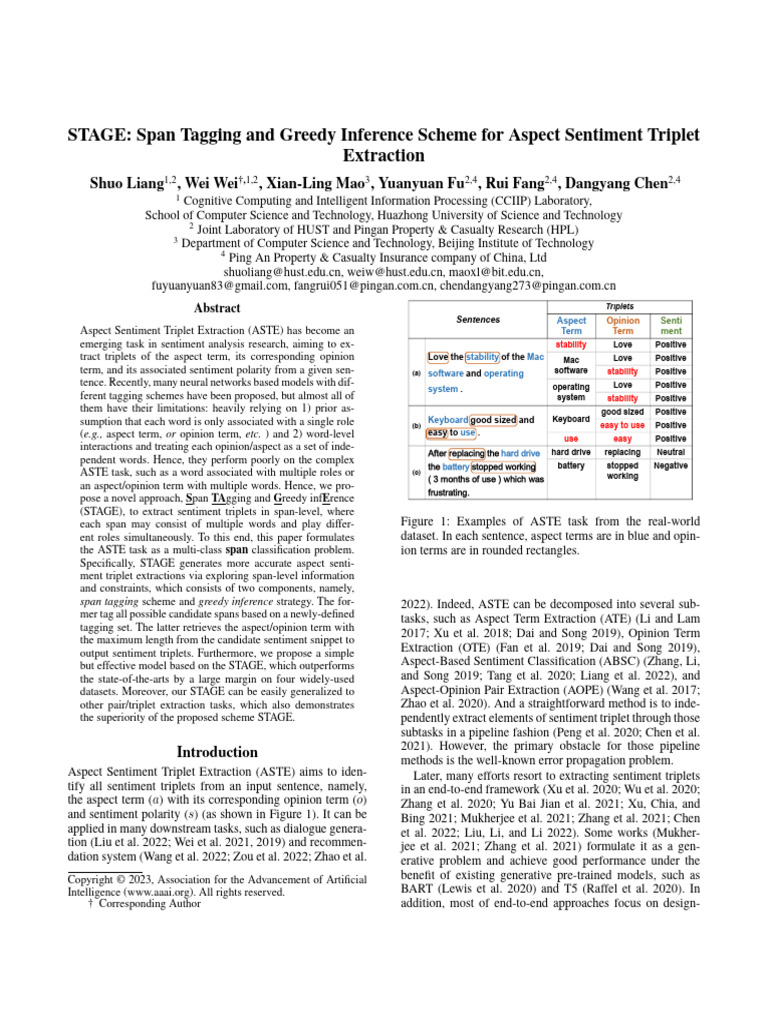 Span Tagging for Sentiment Triplet Extraction | PDF
