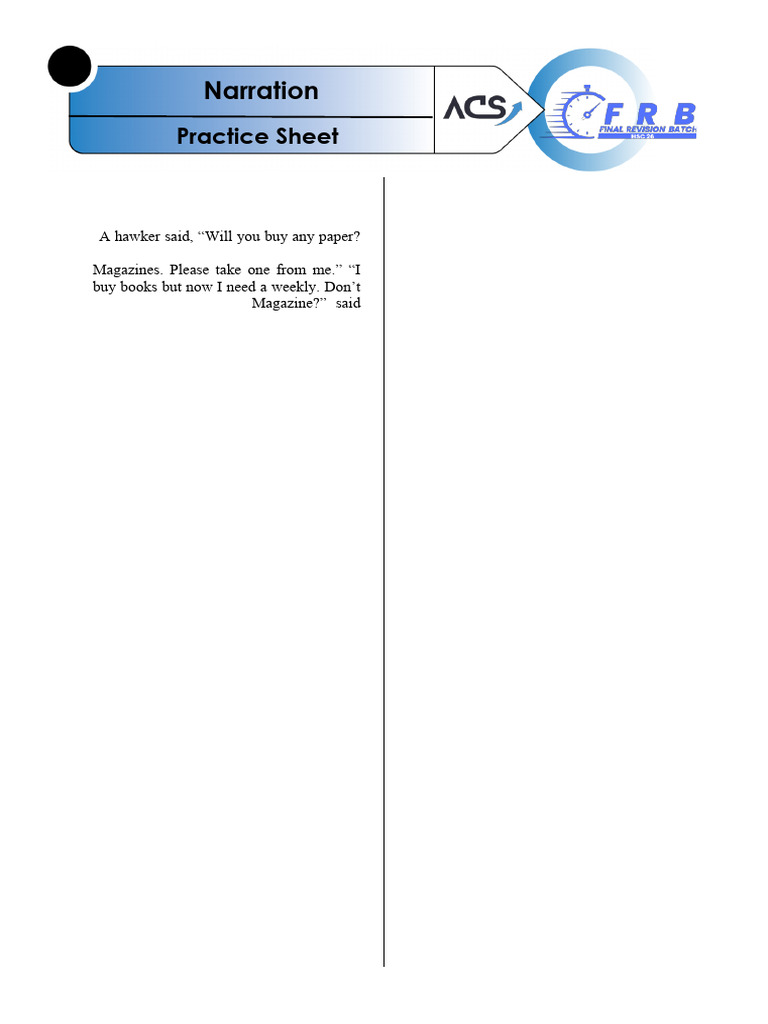 Indirect Speech Practice Exercises | PDF | Fable