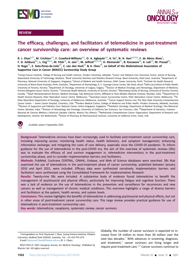 The Efficacy Challenges and Facilitators of Telemedicine in 2021 Annals ...