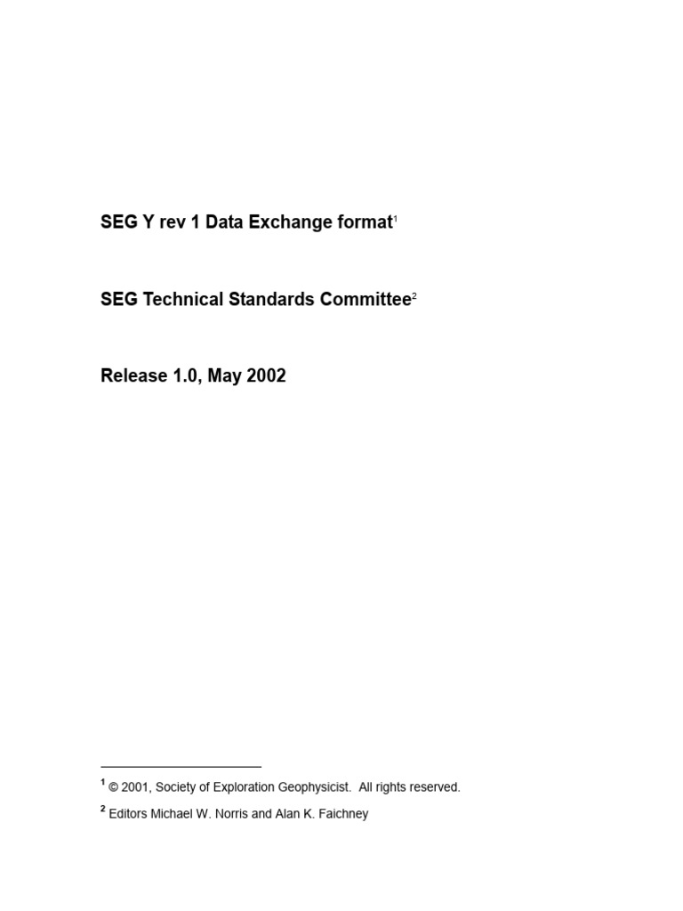 SEG Y Rev 1 Data Exchange Format Guide | PDF | Computer File | Byte