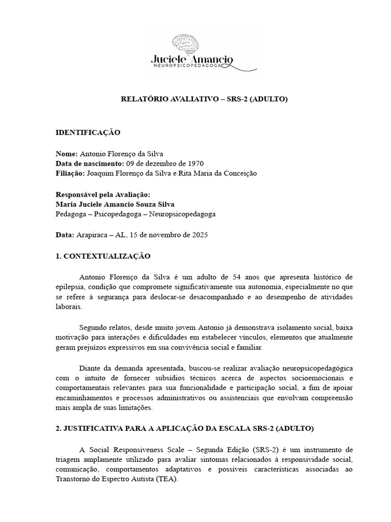 Relatorio Avaliativo %e2%80%93antonio Florenco Assinado | PDF ...