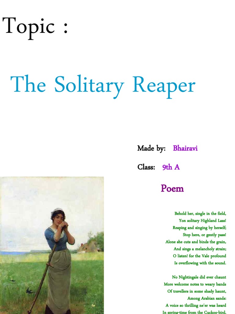The Solitary Reaper PDF William Wordsworth British Poetry