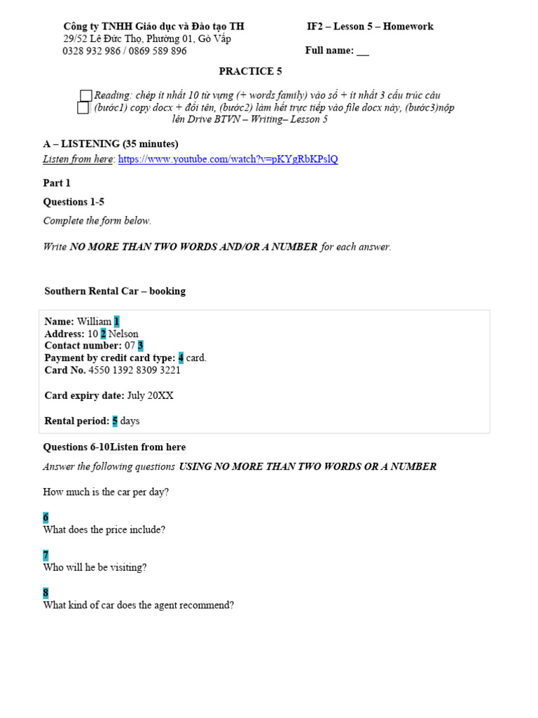IF2 Lesson 5 Homework Guide | PDF