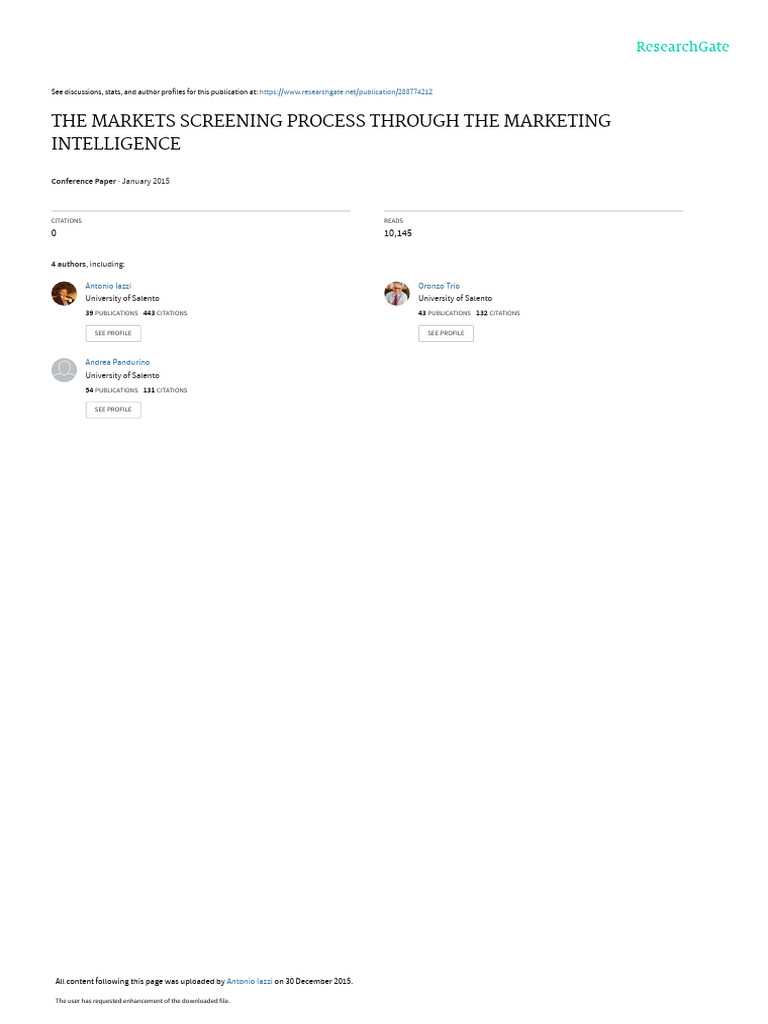 Market Screening via Marketing Intelligence | PDF | Business ...