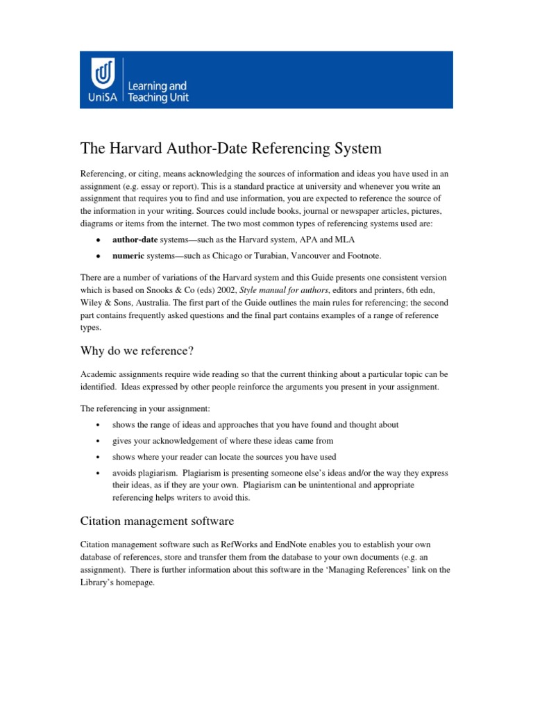 Unisa harvard referencing discount