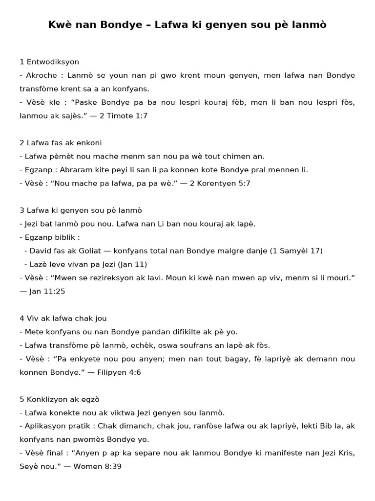 Leksyon Biblik Kreyol | PDF