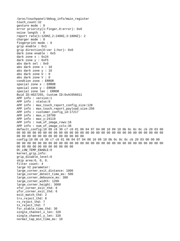 Touchpanel Debug Info Overview | PDF