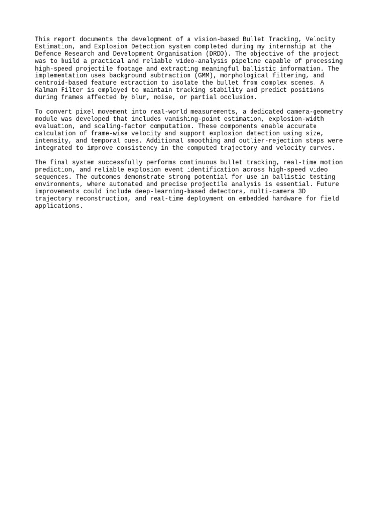 Bullet Tracking and Explosion Detection System | PDF