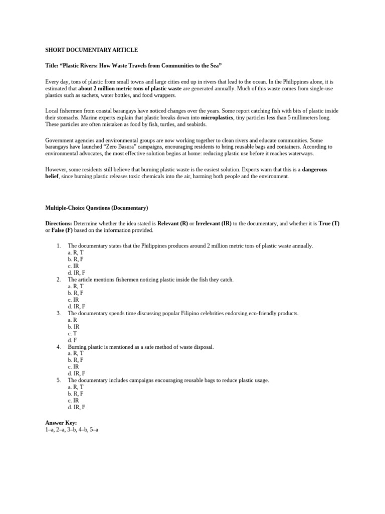 English 9 Worksheet for Students Determining the Relevance | PDF ...
