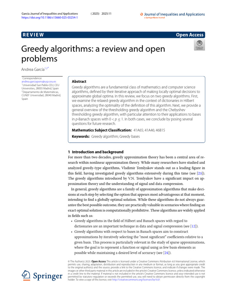 Greedy Algorithms: Review and Challenges | PDF | Mathematical ...