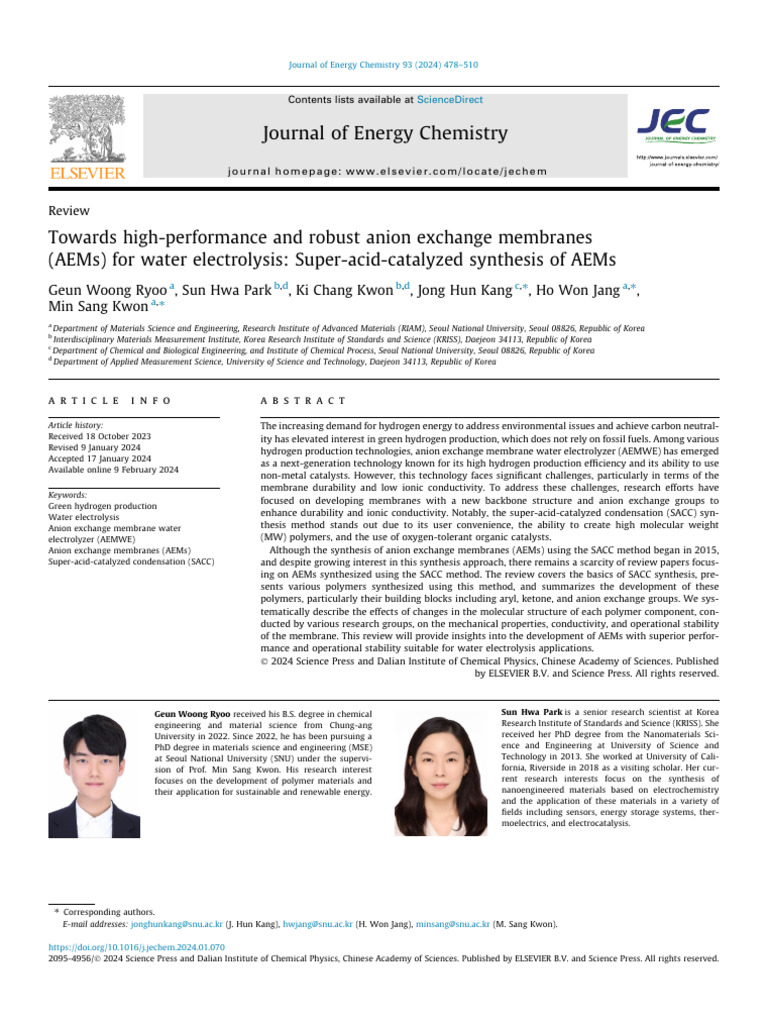 High-Performance Anion Exchange Membranes | PDF | Applied And ...