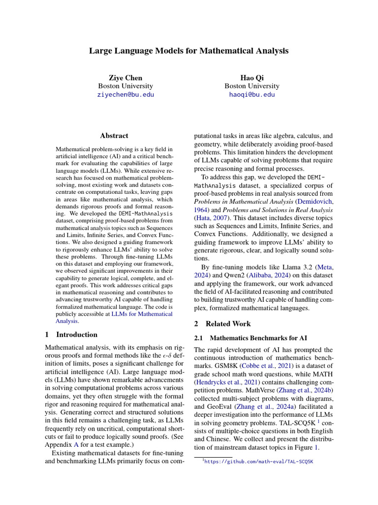 Enhancing LLMs with DEMI-MathAnalysis | PDF | Mathematics | Artificial ...