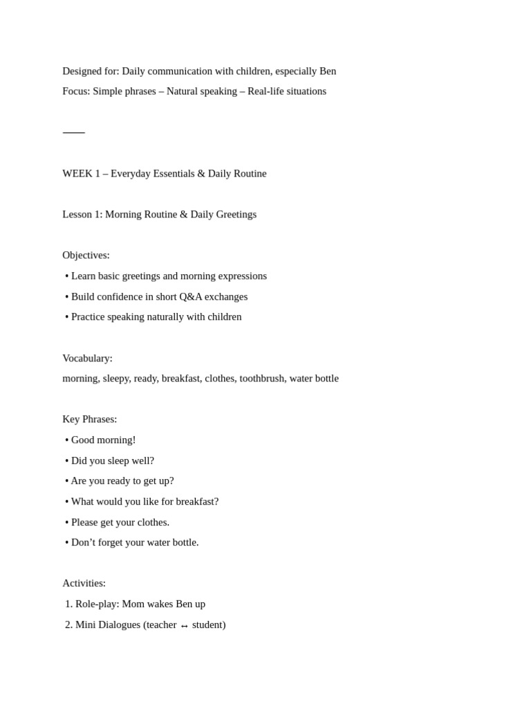 Daily Communication Tips for Kids | PDF