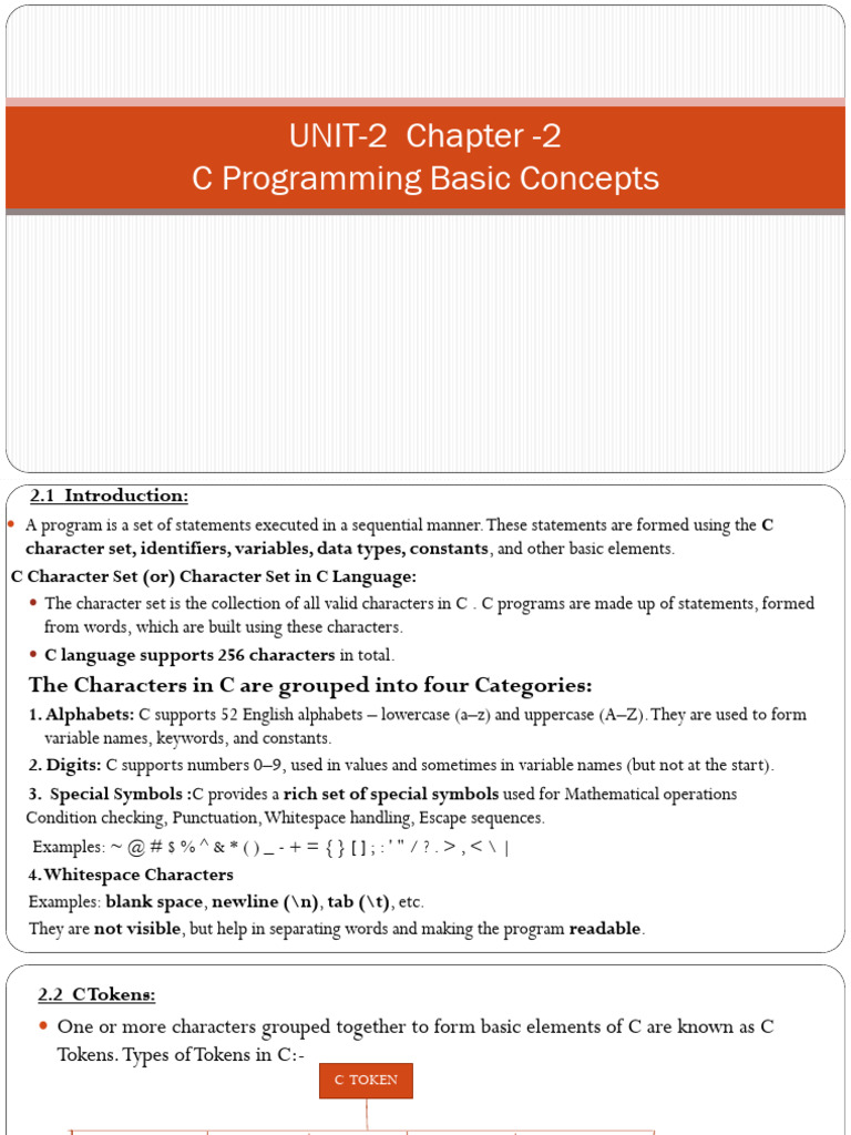 C Programming Basics: Tokens & Data Types | PDF | Integer (Computer ...