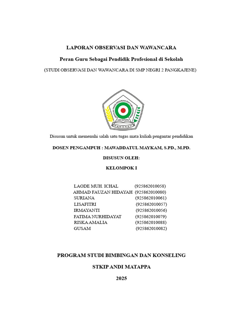 Peran Guru Profesional di SMP Pangkajene | PDF