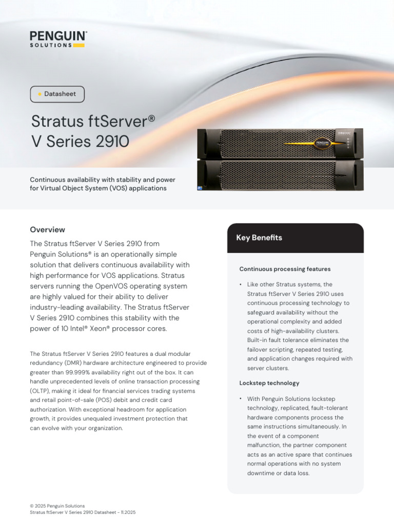 Stratus ftServer V Series 2910 Overview | PDF | Computer Science ...