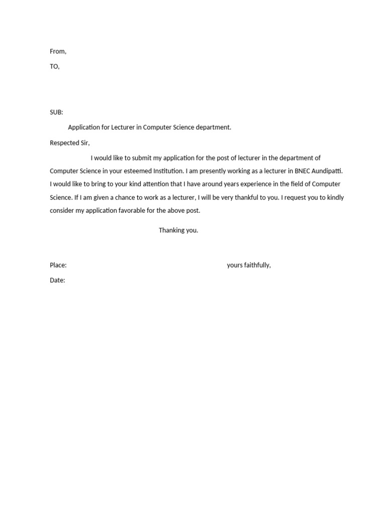Application for Computer Science Lecturer | PDF