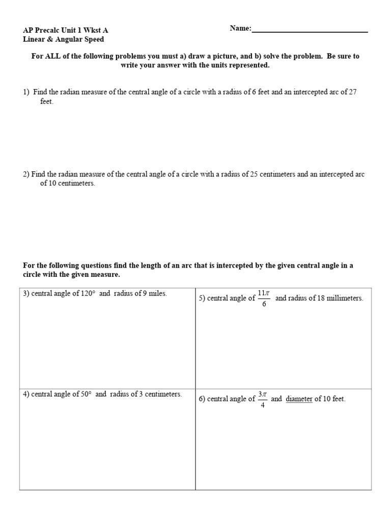 Linear and Angular Speed Problems | PDF