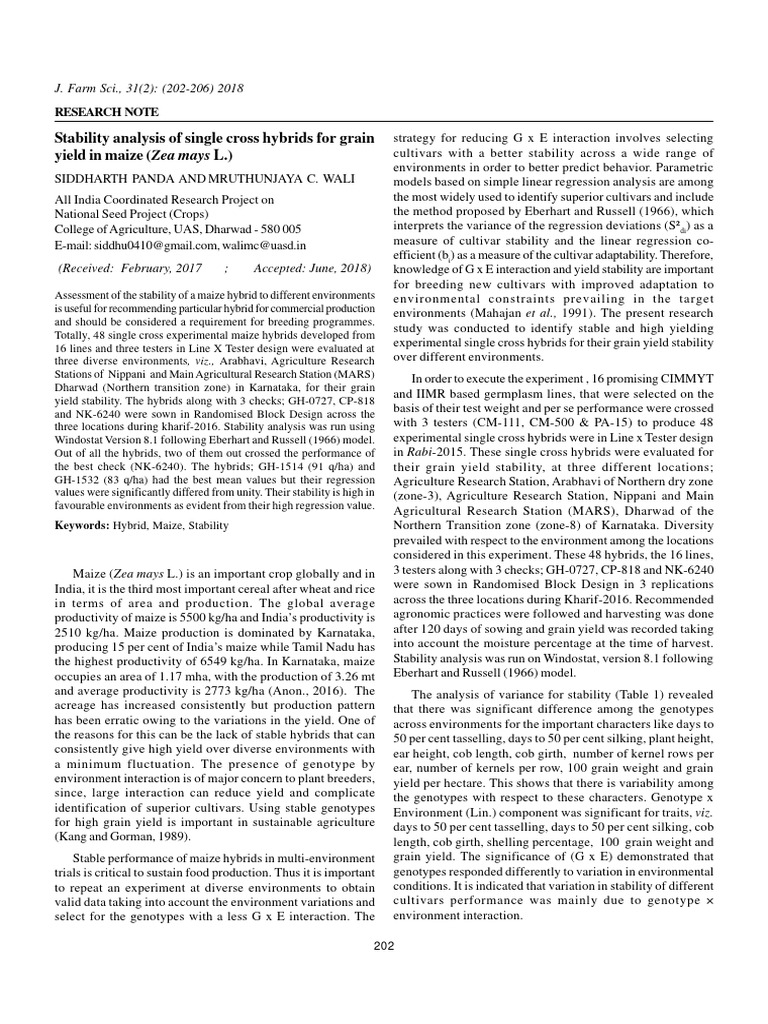 KJAS RESEARCH NOTE PDF Maize Plant Breeding