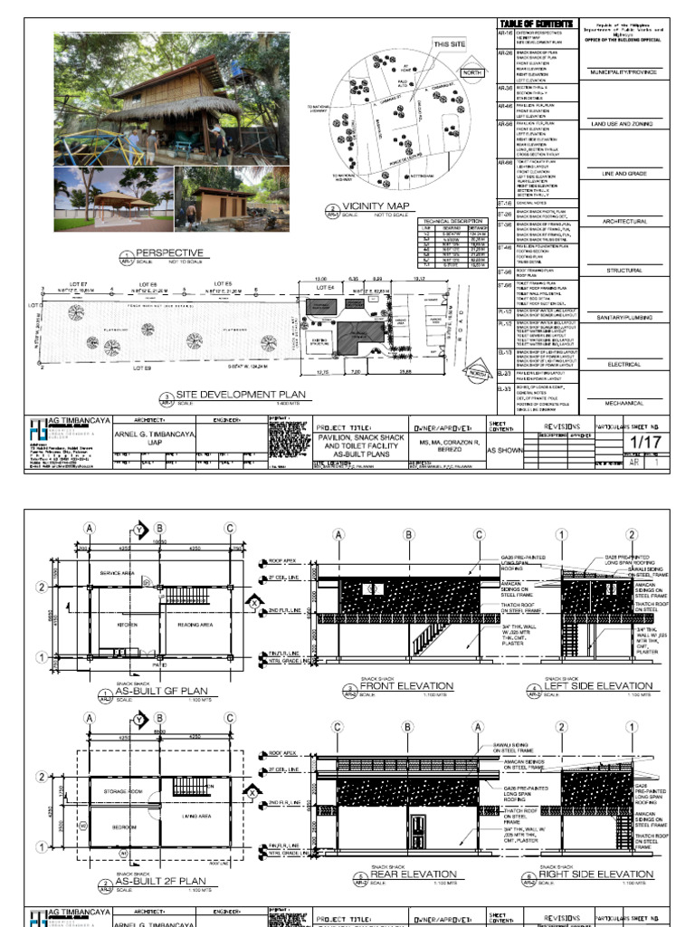 Pavilion and Snack Shack Plans | PDF | Sanitation | Sewerage