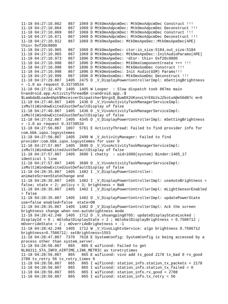 Vivo Device Log Analysis | PDF