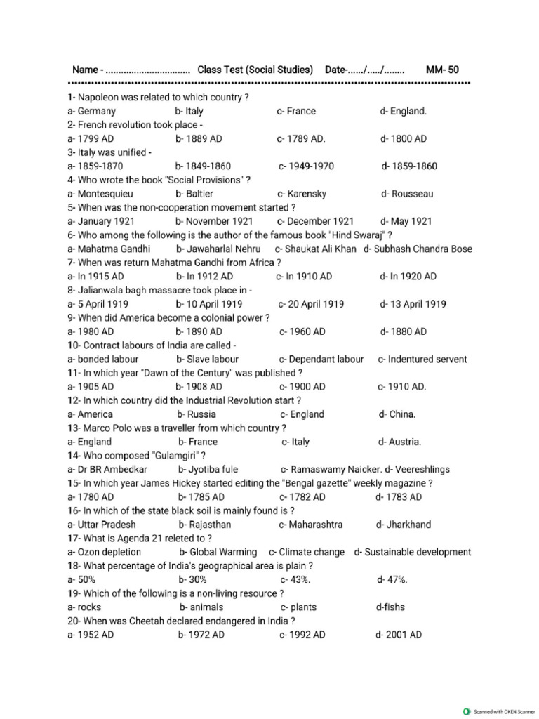 Class 10 Final Test | PDF