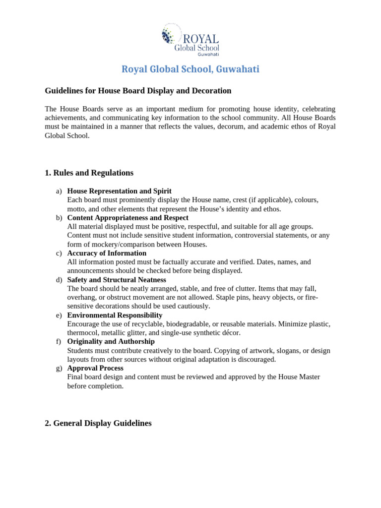 House Board Display Guidelines for RGS | PDF