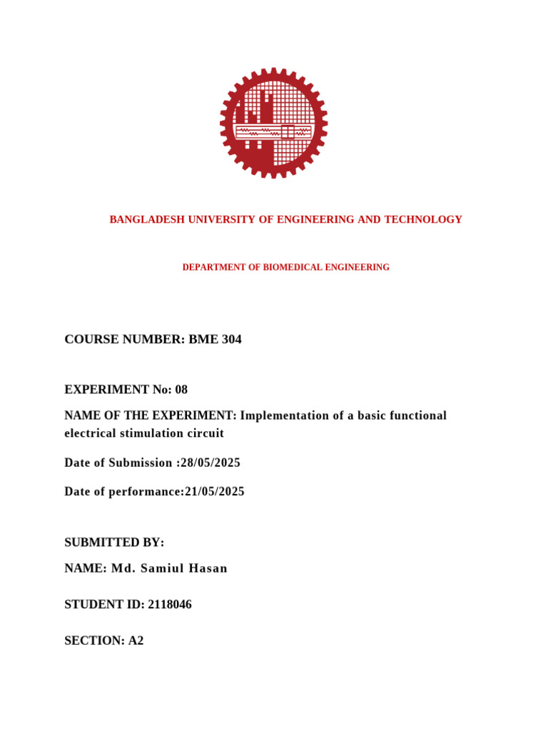 Biomedical Engineering Experiments Report | PDF